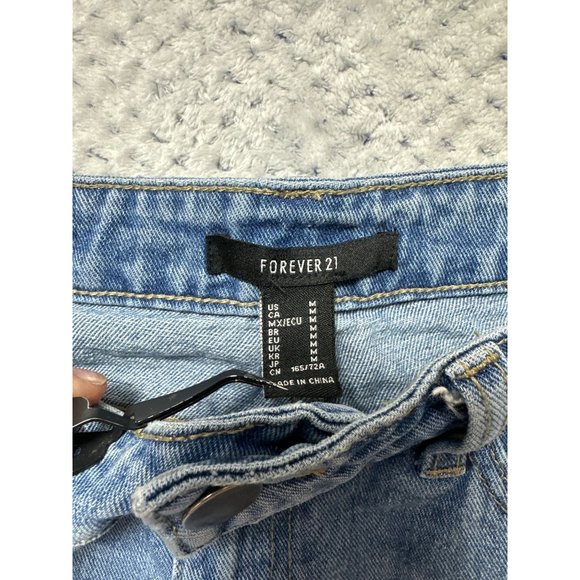 Forever 21 Shorts Womens Medium Medium Wash Blue Denim Distressed Cutoff - Picture 4 of 8